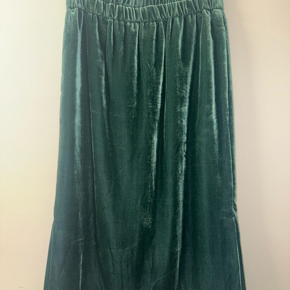 J. Crew Dark Green Velvet Maxi Skirt